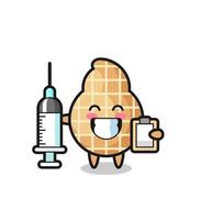 Mascot Illustration of peanut as a doctor vector