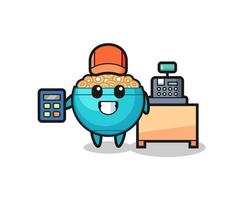 Illustration of cereal bowl character as a cashier vector