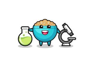 Mascot character of cereal bowl as a scientist vector