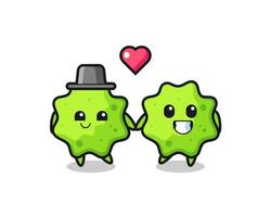 splat cartoon character couple with fall in love gesture vector