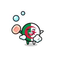 el personaje de la bandera de argelia se está bañando mientras sostiene jabón vector