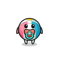 baby beach ball cartoon character with pacifier vector