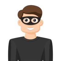 Robber in simple flat vector, personal profile icon or symbol, people concept vector illustration.