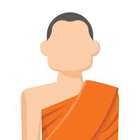 monje en vector plano simple. icono o símbolo de perfil personal. religiones personas concepto vector ilustración.