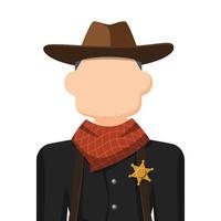 vaquero en vector plano simple, icono o símbolo de perfil personal, ilustración de vector de concepto de personas.