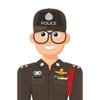 policía tailandés en vector plano simple. icono o símbolo de perfil personal. funcionario del gobierno. Ilustración de vector de diseño gráfico de personas.