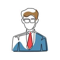 Continuous line of businessman. people concept object in simple thin vector illustration.