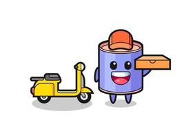 Character Illustration of cylinder piggy bank as a pizza deliveryman