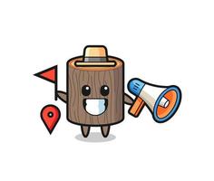 Character cartoon of tree stump as a tour guide vector