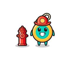 personaje mascota de yoyo como bombero vector