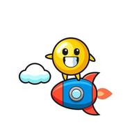 egg yolk mascot character riding a rocket vector