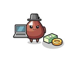 Mascot Illustration of choco chip as a hacker vector