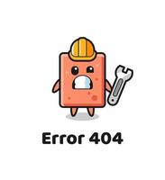 error 404 con la linda mascota de ladrillo vector