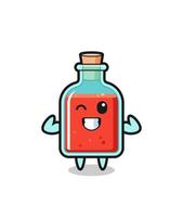 the muscular square poison bottle character is posing showing his muscles vector