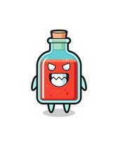 evil expression of the square poison bottle cute mascot character vector
