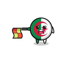 algeria flag character as line judge hold the flag straight horizontally vector