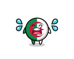 algeria flag cartoon illustration with crying gesture vector