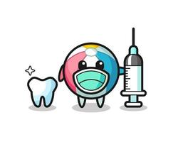 personaje mascota de la pelota de playa como dentista vector