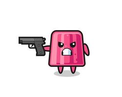 the cute jelly character shoot with a gun vector
