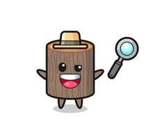 illustration of the tree stump mascot as a detective who manages to solve a case vector