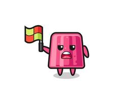 jelly character as line judge putting the flag up vector