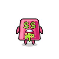 jelly character with an expression of crazy about money vector