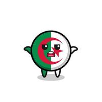 algeria flag mascot character saying I do not know vector