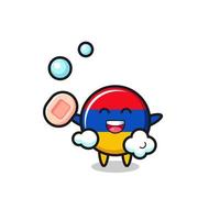 armenia flag character is bathing while holding soap vector