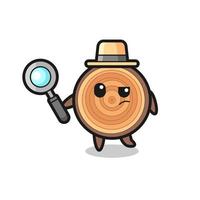 wood grain detective character is analyzing a case vector