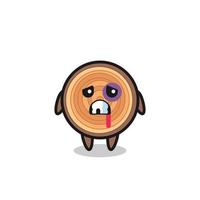 injured wood grain character with a bruised face vector