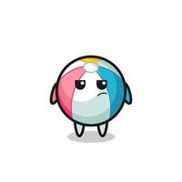 cute beach ball character with suspicious expression vector