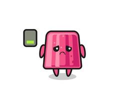 jelly mascot character doing a tired gesture vector