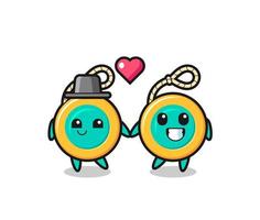 yoyo cartoon character couple with fall in love gesture vector