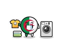 Mascot cartoon of algeria flag with washing machine vector