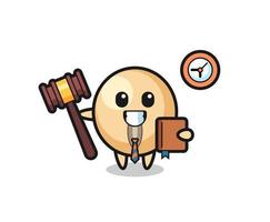 Mascot cartoon of soy bean as a judge vector