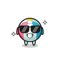 Cartoon mascot of beach ball with cool gesture vector