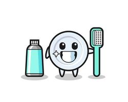 ilustración de mascota de placa con un cepillo de dientes vector
