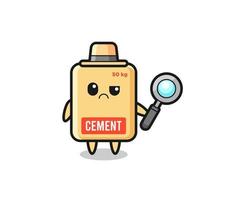 the mascot of cute cement sack as a detective vector