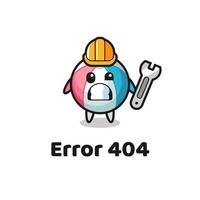 error 404 con la linda mascota de la pelota de playa vector