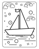 Baby toy coloring page, kids coloring page, toy line art design, vector
