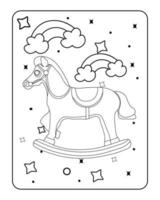 Baby toy coloring page, kids coloring page, toy line art design, vector