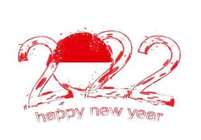 Happy New 2022 Year with flag of Monaco. vector