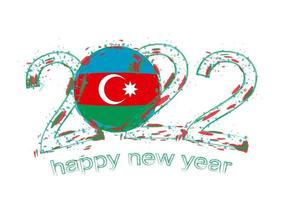 Happy New 2022 Year with flag of Azerbaijan. vector