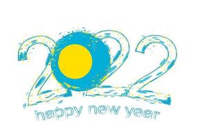 Happy New 2022 Year with flag of Palau. vector