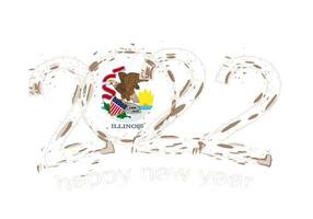 Happy New 2022 Year with flag of Illinois. vector