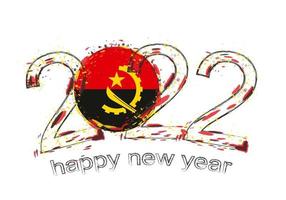 Happy New 2022 Year with flag of Angola. vector