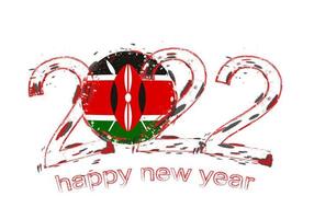 Happy New 2022 Year with flag of Kenya. vector