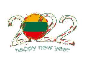 Happy New 2022 Year with flag of Lithuania. vector