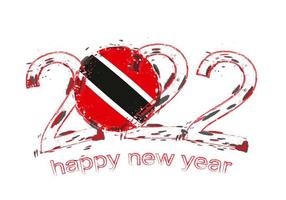 Happy New 2022 Year with flag of Trinidad and Tobago. vector