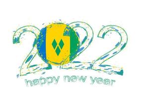 Happy New 2022 Year with flag of Saint Vincent and the Grenadines. vector